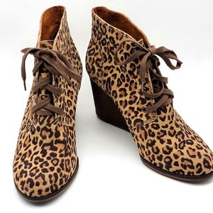 NEW NEW NEW!! Lucky Brand Leather Cheetah Print Ankle Boots NWOT Size 9.5. S1014
